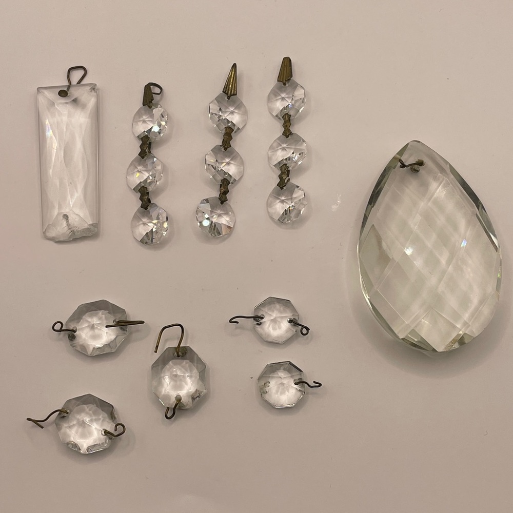 10 Pieces Of Assorted Crytals prism from vintage Chandelier- Jewelry Making